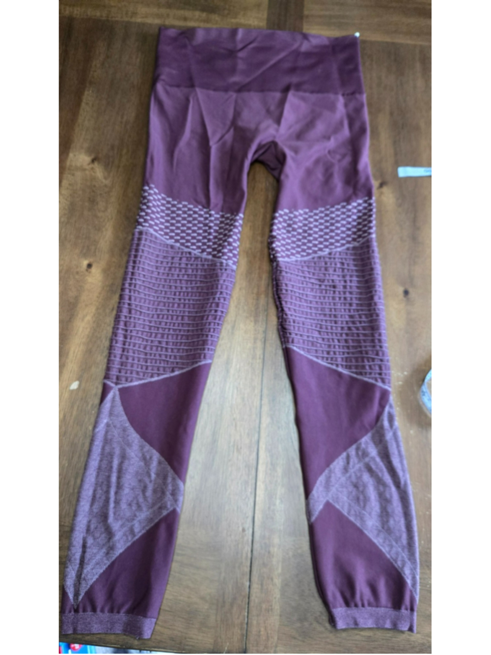 SPANX Active Seamless Textured Leggings Purple Plum Size L High Rise Compression